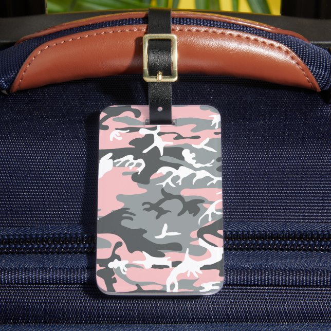 Étiquette À Bagage Camouflage rose et gris, Militaire, Armée (Insitu Rectoal 2)