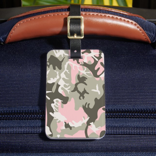 Étiquette À Bagage Camouflage rose et vert, Militaire, Armée (Insitu Rectoal 2)