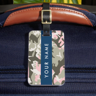 Étiquette À Bagage Camouflage Rose et Vert Personnalisez votre nom