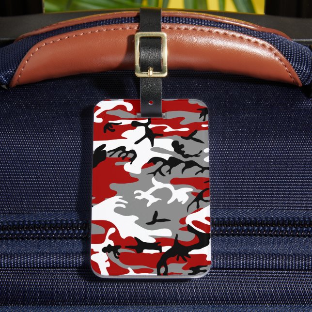 Étiquette À Bagage Camouflage rouge et gris, Militaire, Armée (Insitu Rectoal 2)