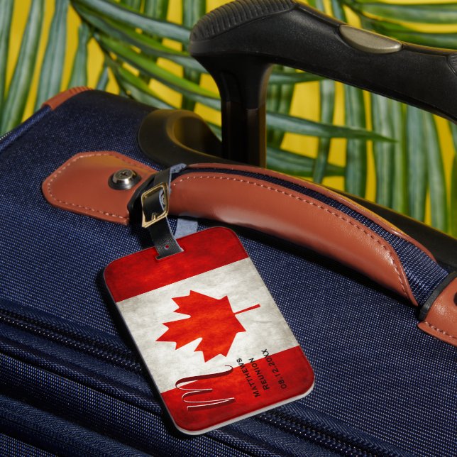 Étiquette À Bagage Canada Drapeau Maple Leaf Famille Monogramme de ré (Insitu Rectoal 1)