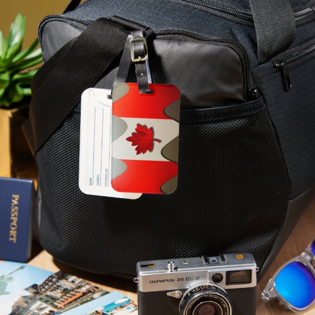 Étiquette À Bagage Canada Flag-Chrome par Shirley Taylor (Recto & Verso)