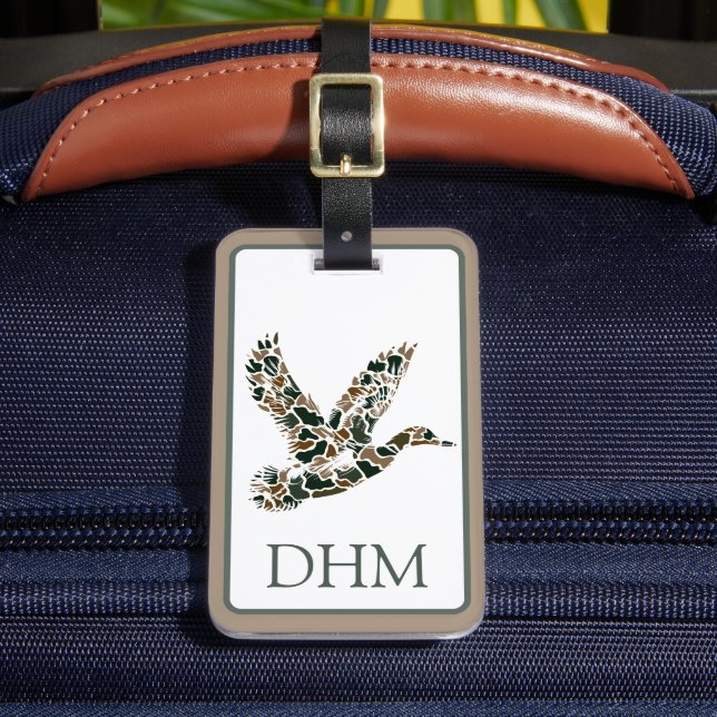 Étiquette À Bagage Canard colvert camouflage élégant Monogramme (Insitu Rectoal 2)