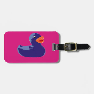 Étiquette À Bagage Canard rose bleu mignon en caoutchouc d'art de