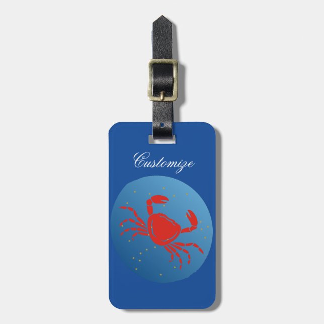 Étiquette À Bagage Cancer Crabe Zodiac Thunder_Cove (Devant Vertical)