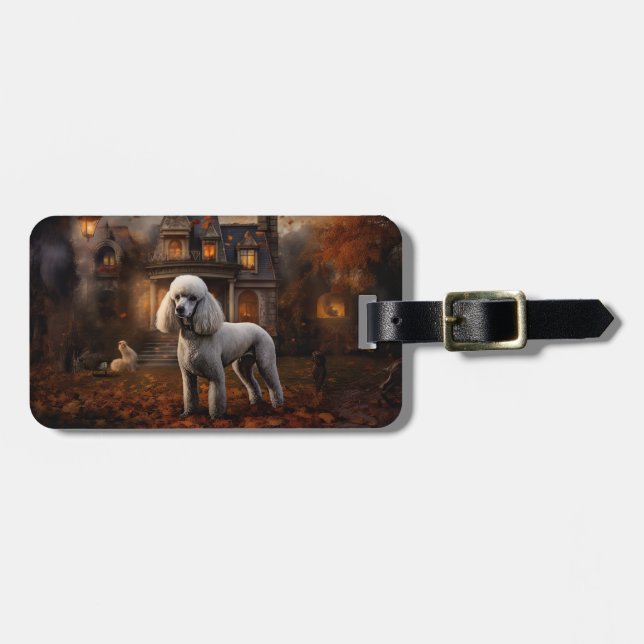 Étiquette À Bagage Caniche Halloween Épouvantable (Devant horizontal)