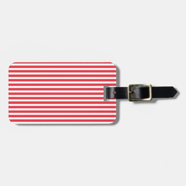 Étiquette À Bagage Canne de bonbon rouge et blanc rayé horizontal sim (Devant horizontal)