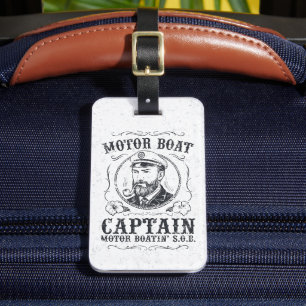 Étiquette À Bagage Capitaine de bateau à moteur drôle Pontoon bateau
