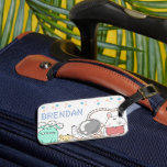 Étiquette À Bagage Caractères d'espace mignon Enfants personnalisés<br><div class="desc">Spaceman et amis image illustrée mignonne sur porte-monnaie pour enfants personnalisés.</div>