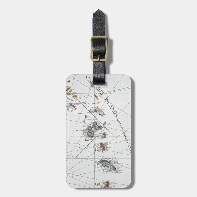 ÉTIQUETTE À BAGAGE CARAÏBES : CARTE, 1775 (Devant Vertical)