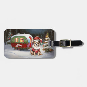 Étiquette À Bagage Caravane d'aventure de Noël du Chihuahua d'hiver