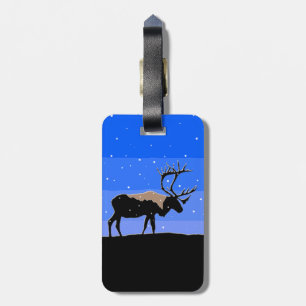 Étiquette À Bagage Caribou en hiver - Art original de la faune