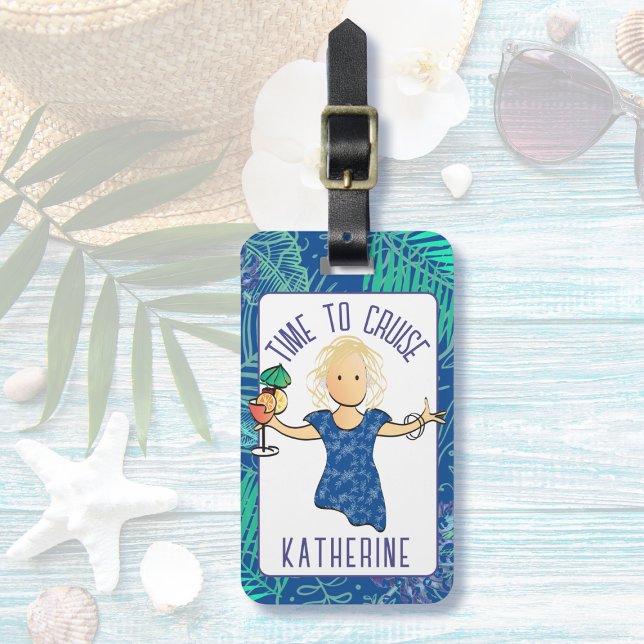 Étiquette À Bagage Caricature amusante pour sa plage de croisière (Créateur téléchargé)