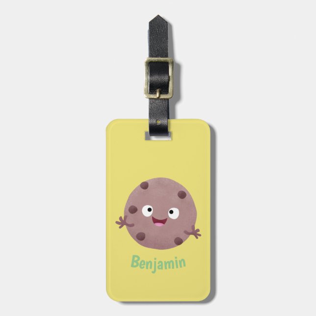 Étiquette À Bagage Caricature de biscuit à puce en chocolat (Devant Vertical)