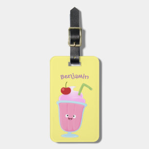 Étiquette À Bagage Caricature de crème glacée de fraise mignonne