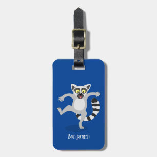 Étiquette À Bagage Caricature de danse lémurienne en anneau mignon