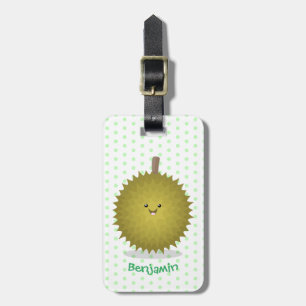 Étiquette À Bagage Caricature de durian joyeux