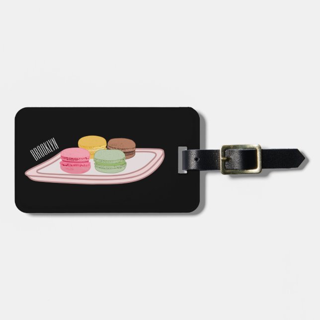 Étiquette À Bagage Caricature de Macaron (Devant horizontal)