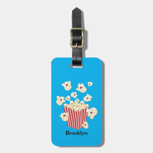 Étiquette À Bagage Caricature de pop-corn drôles (Devant Vertical)