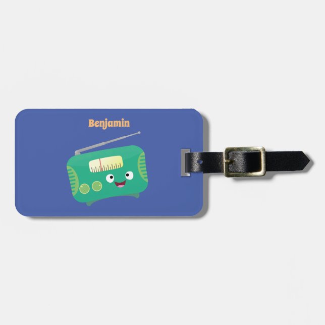 Étiquette À Bagage Caricature de radio rétro amusante (Devant horizontal)