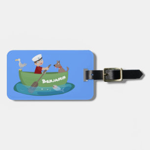 Étiquette À Bagage Caricature de voilier et de canot à rames garçon m