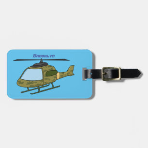 Étiquette À Bagage Caricature d'hélicoptère camoflage de l'armée