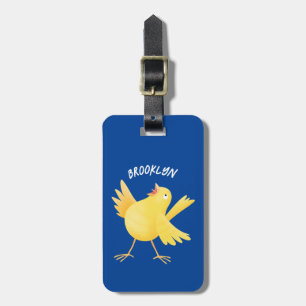 Étiquette À Bagage Caricature d'oiseau canari jaune chantant mignon