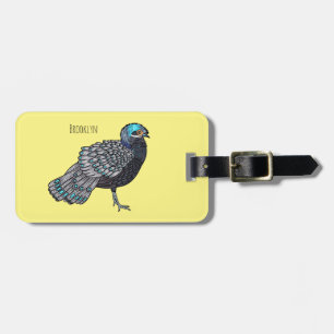 Étiquette À Bagage Caricature d'oiseau de faisan paon de Bornéo