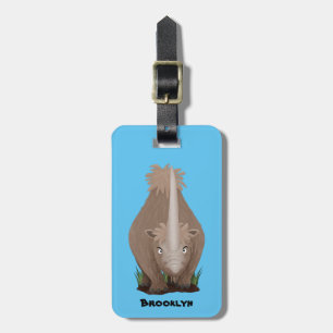 Étiquette À Bagage Caricature en élasmère de rhinocéros laineux