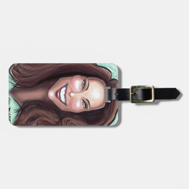 Étiquette À Bagage Caricature Kate Middleton (Devant horizontal)