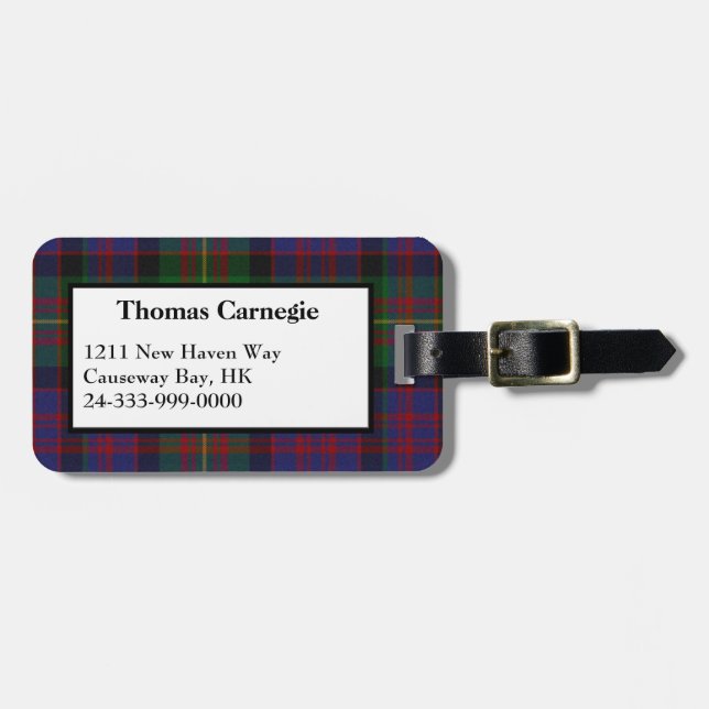 Étiquette À Bagage Carnegie Tartan a fait un numéro de bagage (Devant horizontal)