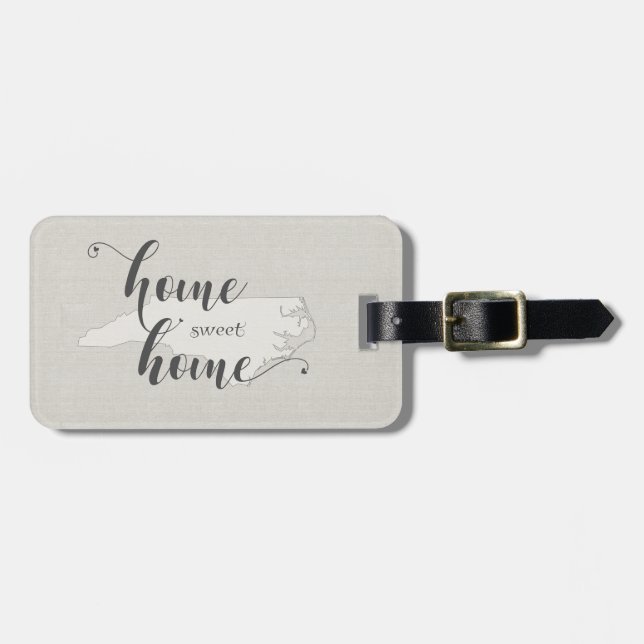 Étiquette À Bagage Caroline du Nord - Home Sweet Home Burlap look (Devant horizontal)
