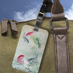 Étiquette À Bagage Carpeaux Koi avec Lotus