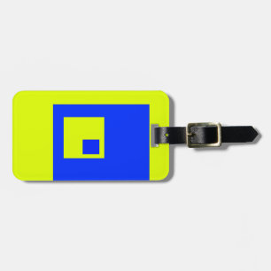Étiquette À Bagage Carré jaune et bleu