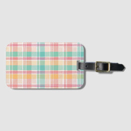 Étiquette À Bagage Carreaux Vichy Multicolores