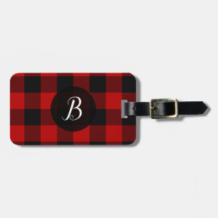 Étiquette À Bagage Carrés Vichy Rouge et Noir Buffalo