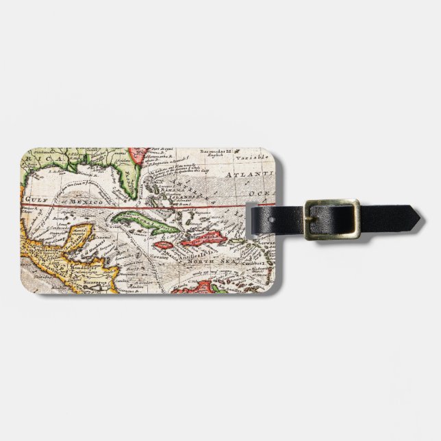Étiquette À Bagage Carte 1732 de poule de Herman des Antilles et du (Devant horizontal)