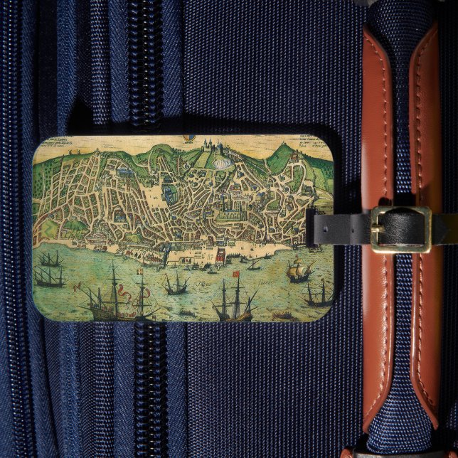 Étiquette À Bagage Carte antique de Lisbonne, Portugal par Braun/Hoge (Insitu Rectoal 4)