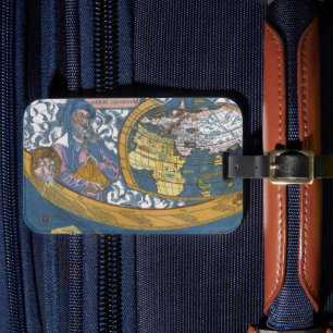 Étiquette À Bagage Carte antique du monde avec Claude Ptolémée, 1507
