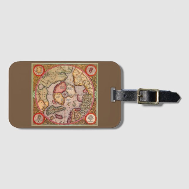 Étiquette À Bagage Carte antique du pôle Nord Carte par Mercator (Devant Horizontal)