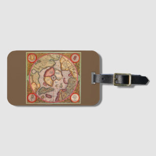 Étiquette À Bagage Carte antique du pôle Nord par Mercator