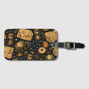 Étiquette À Bagage Carte céleste vintage et motif d'astronomie