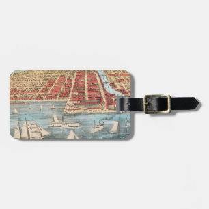 Étiquette À Bagage CARTE : CHICAGO, c1857