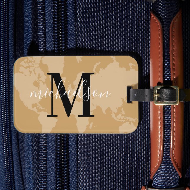 Étiquette À Bagage Carte Cognac Voyageur Mondial Personnalisé Nom Mon (Insitu Rectoal 4)