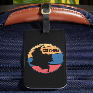 Étiquette À Bagage Carte Colombie Vintage voyage colorée