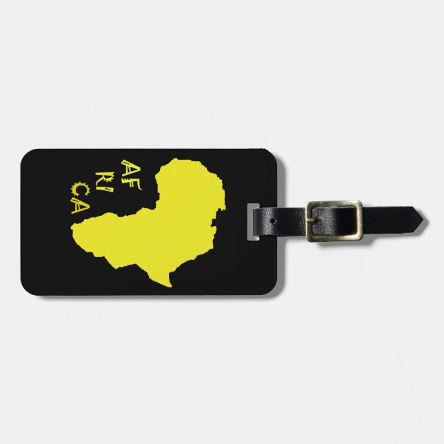 Étiquette À Bagage Carte d'Afrique jaune funky (Devant horizontal)