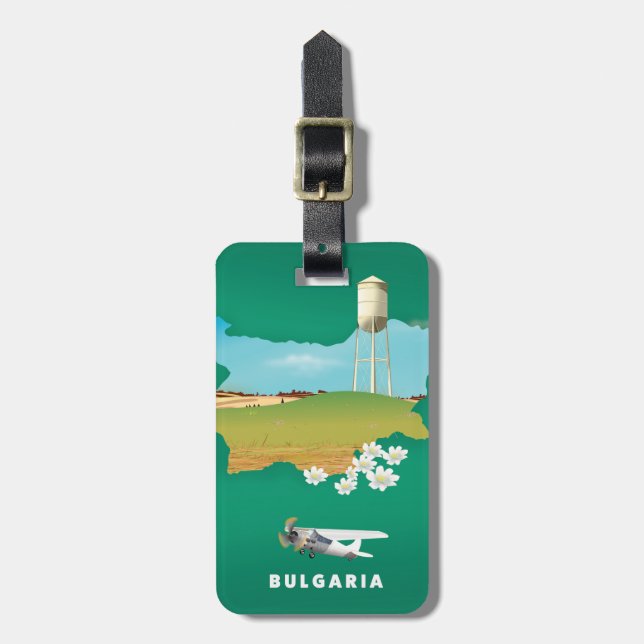 Étiquette À Bagage carte de Bulgarie impression voyage (Devant Vertical)