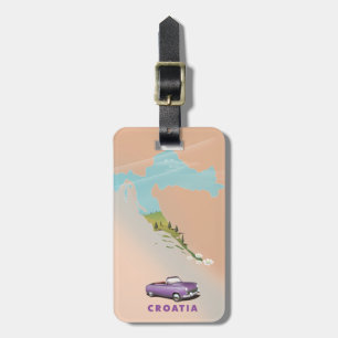 Étiquette À Bagage Carte de Croatie Affiche illustrée imprimée.