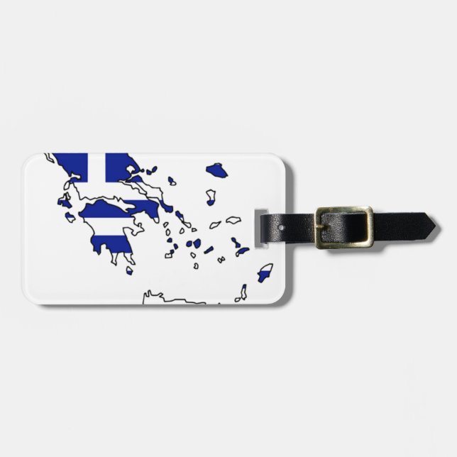 ÉTIQUETTE À BAGAGE CARTE DE DRAPEAU DE LA GRÈCE (Devant horizontal)