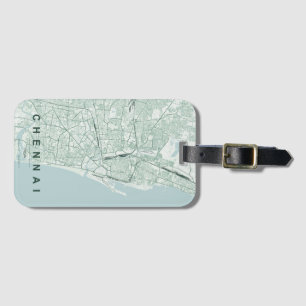 Étiquette À Bagage Carte de la ville de Chennai en Inde, design minim